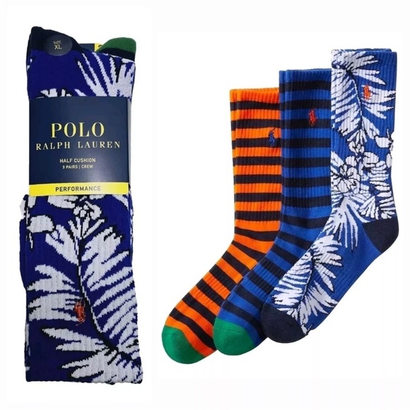 Polo Ralph Lauren Mens size XL shoe size 12-17 performance crew socks 3 pair New - Picture 2 of 16